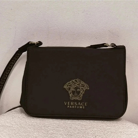 Versace Perfumes expandable black logo shoulder bag - Picture 3 of 16